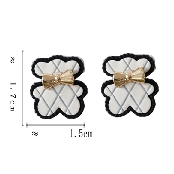 💙💕💕last one Cute Plaid Bears Stud Earrings - Picture 9 of 9